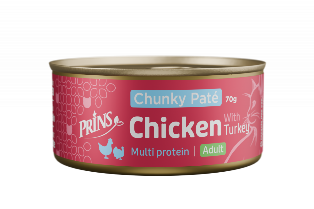 Prins Wet Food Cat chunky paté kip&kalkoen 70gr