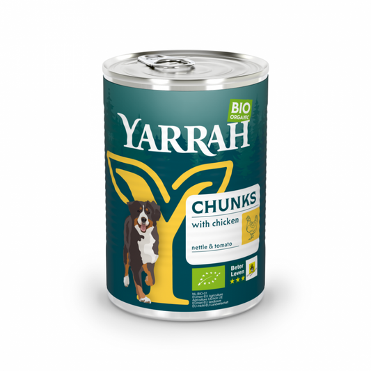 Yarrah dog bio blik brokjes saus kip 405gr
