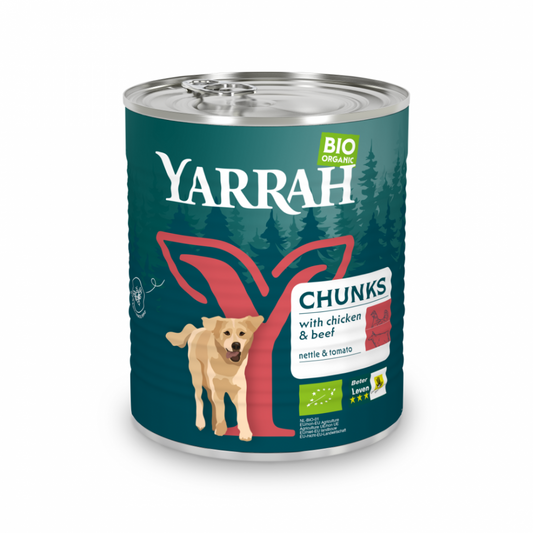 Yarrah dog bio blik brokjes saus rund 820gr