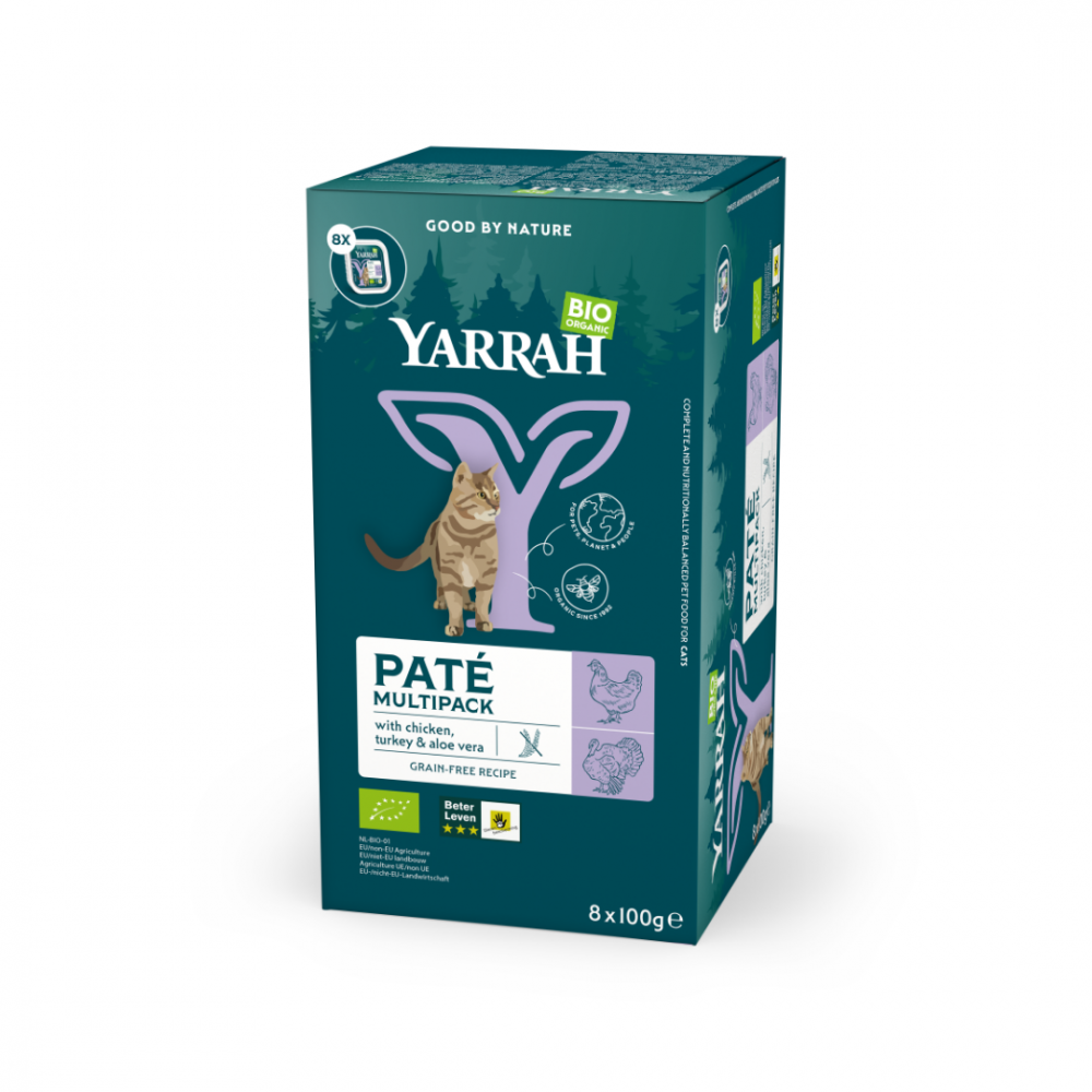 Yarrah cat bio alu grainfree paté kip&kalkoen mp 8x100gr