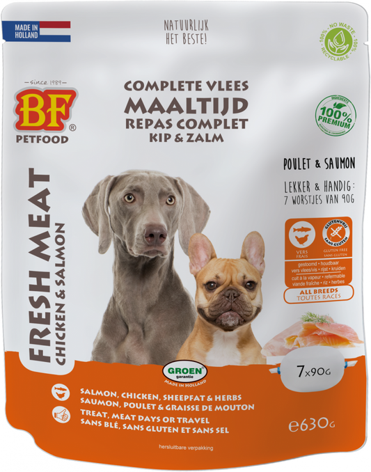 Biofood vleesvoeding compleet kip&zalm zak 7x90gr