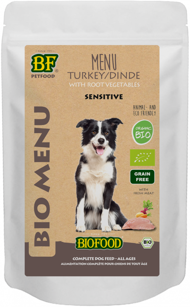 Biofood Organic hond kalkoen menu pouch 150gr