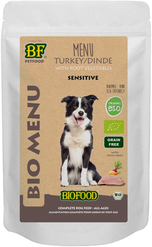 Biofood Organic hond kalkoen menu pouch 150gr
