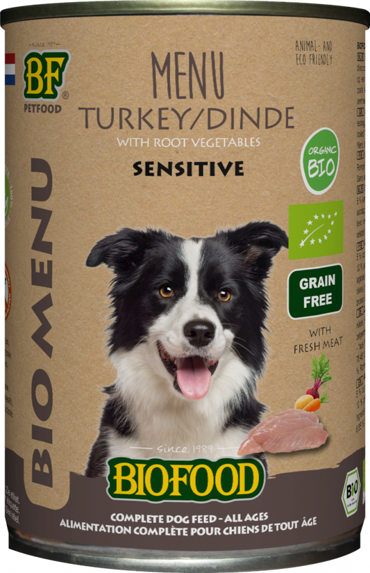 Biofood Organic hond kalkoen menu blik 400gr