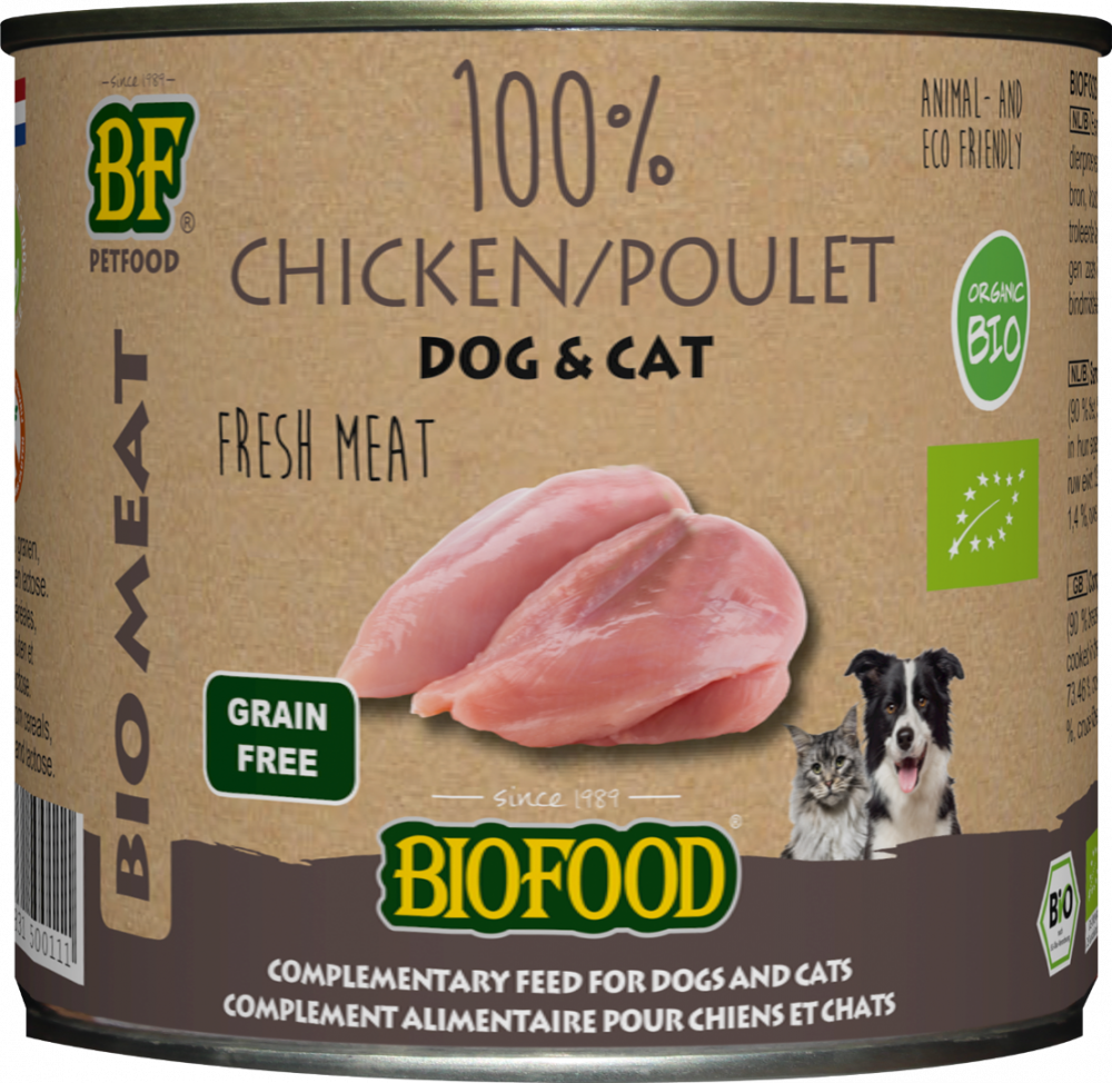Biofood Organic hond&kat 100% kippenvlees blik 200gr
