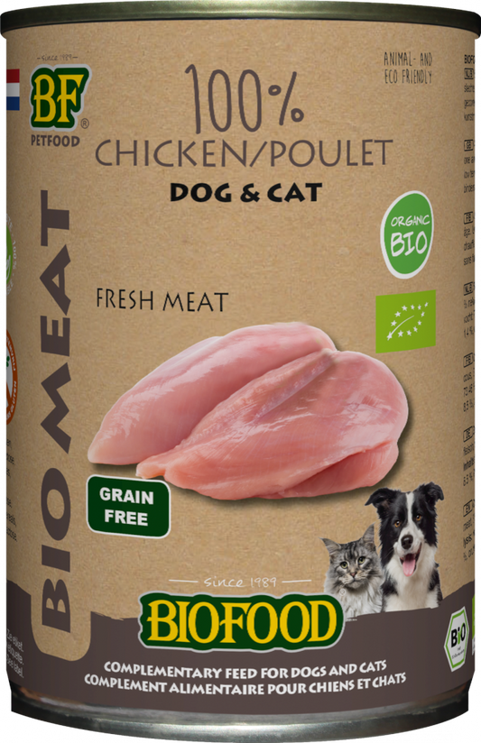 Biofood Organic hond&kat 100% kippenvlees blik 400gr