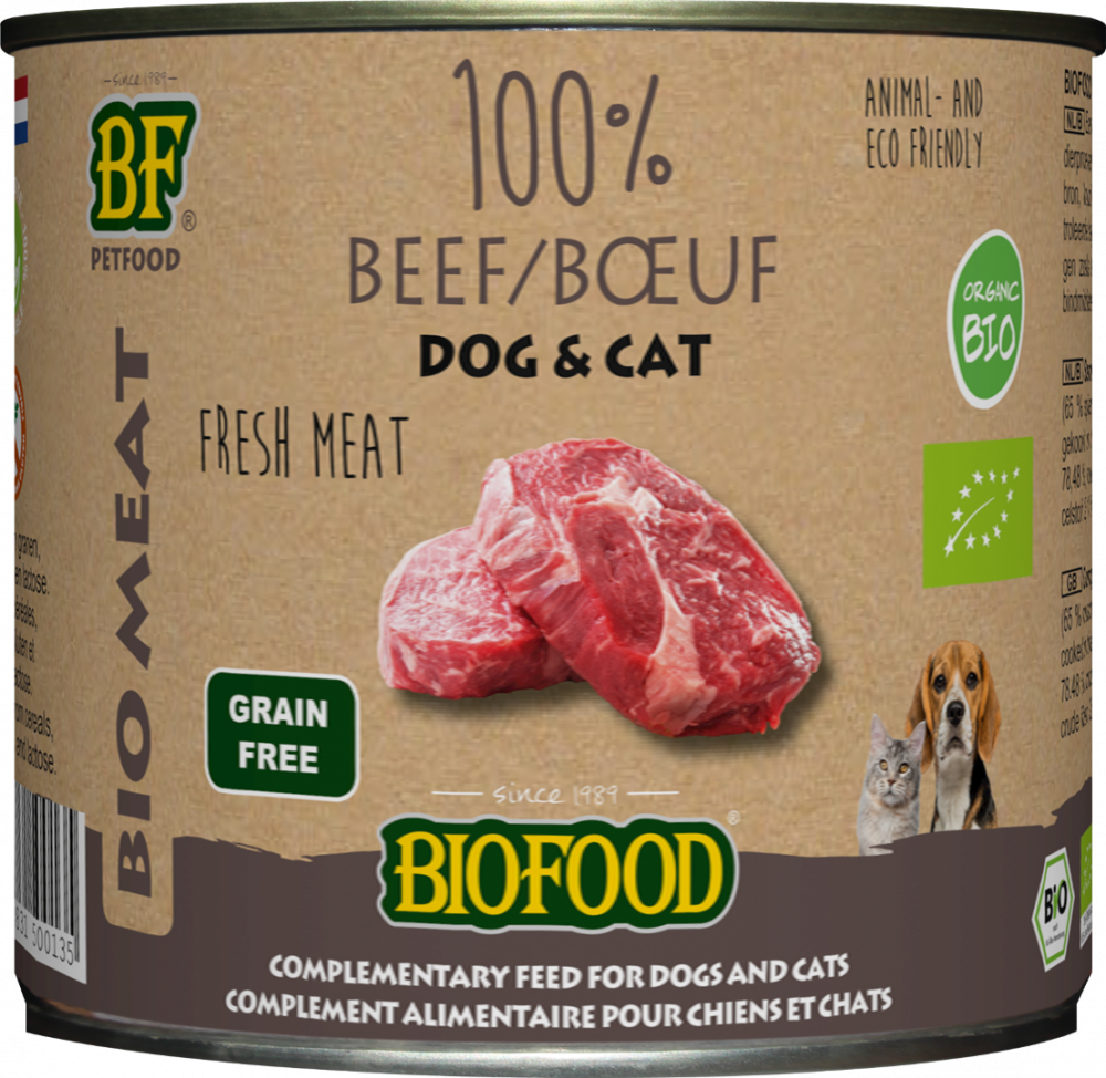 Biofood Organic hond&kat 100% rundvlees blik 200gr