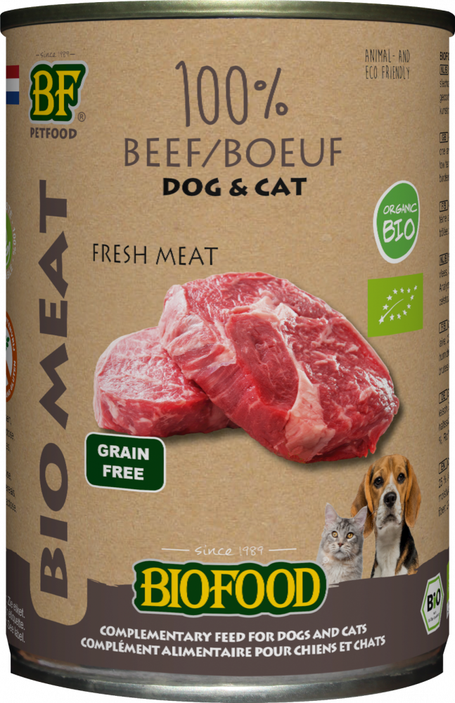 Biofood Organic hond&kat 100% rundvlees blik 400gr