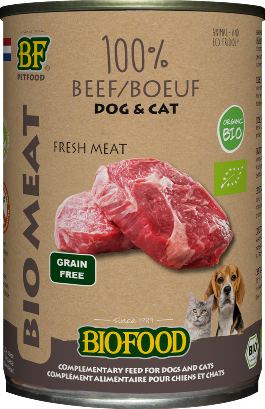 Biofood Organic hond&kat 100% rundvlees blik 400gr