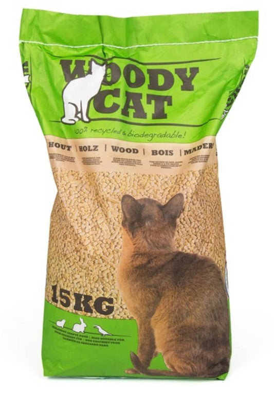 Woody Cat houtkorrel (15kg) 25ltr
