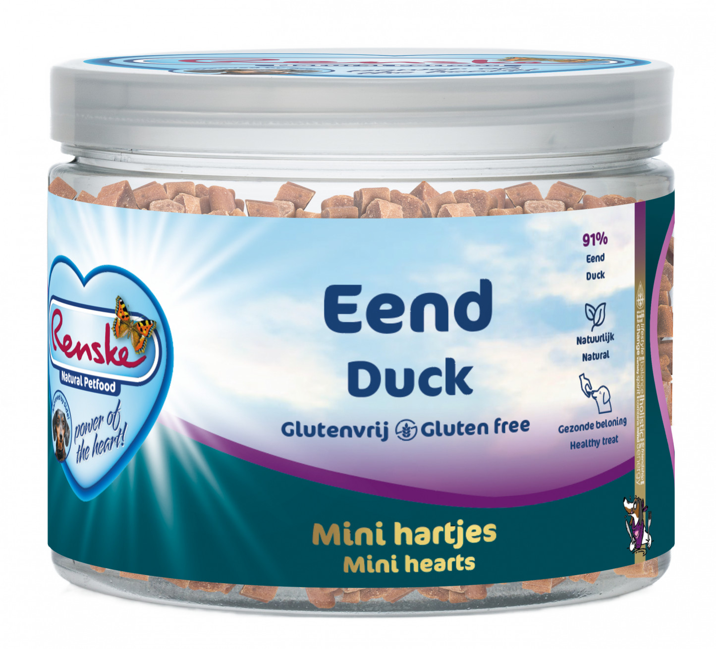 Renske gezonde beloning mini hartjes hond eend 100gr