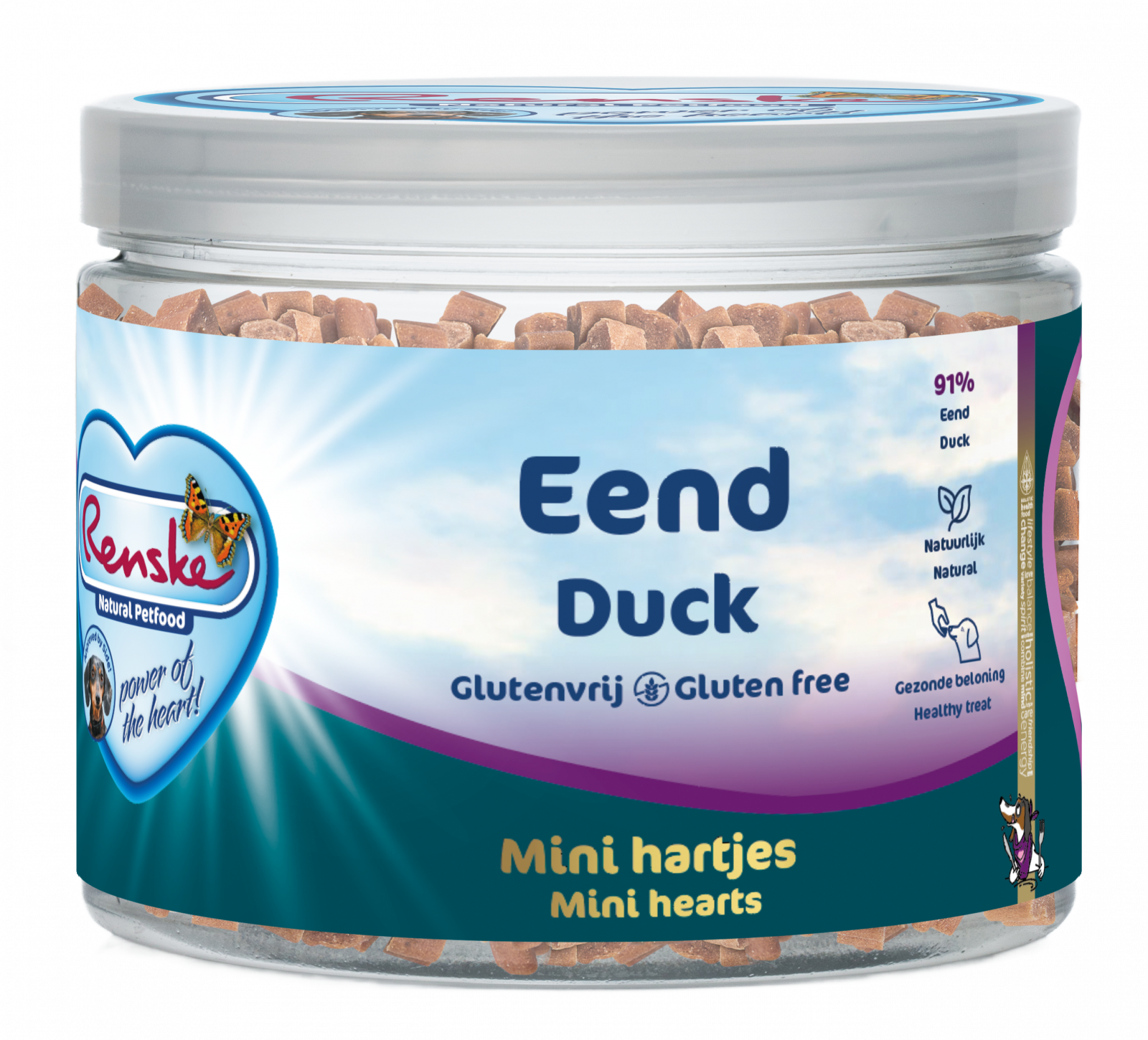 Renske gezonde beloning mini hartjes hond eend 100gr