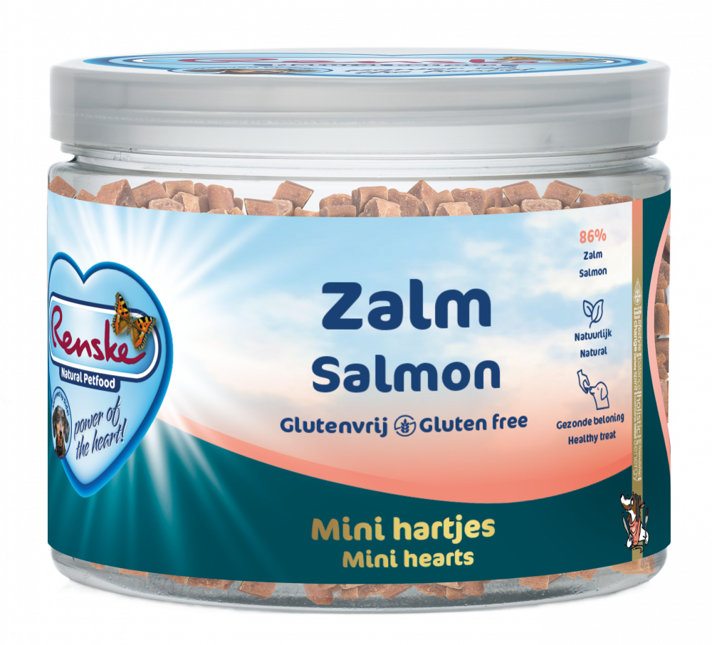 Renske gezonde beloning mini hartjes hond zalm 100gr