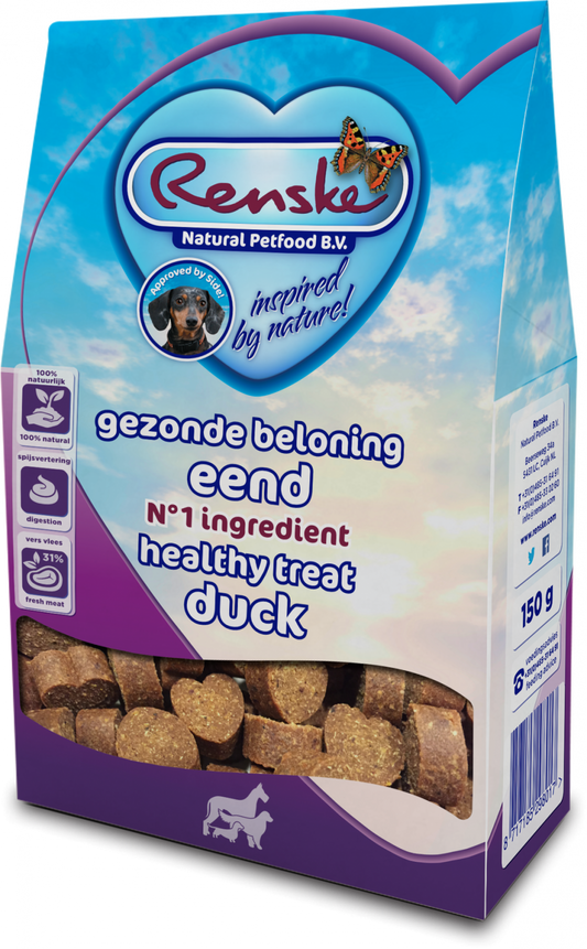 Renske gezonde beloning hartjes hond eend 150gr
