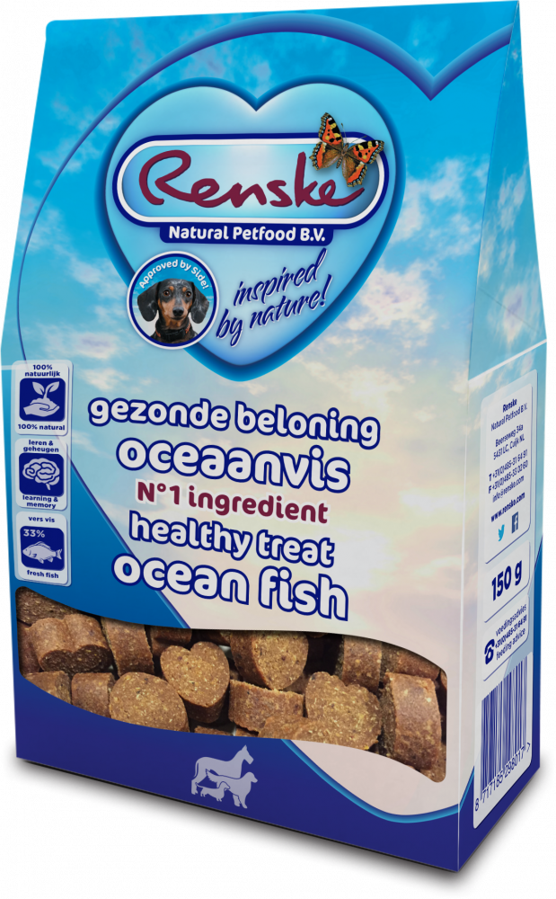 Renske gezonde beloning hartjes hond vis 150gr