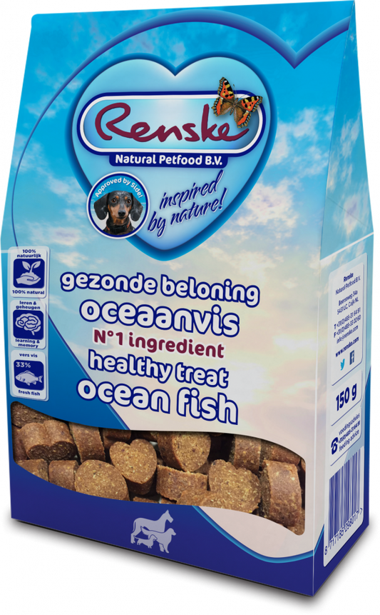 Renske gezonde beloning hartjes hond vis 150gr