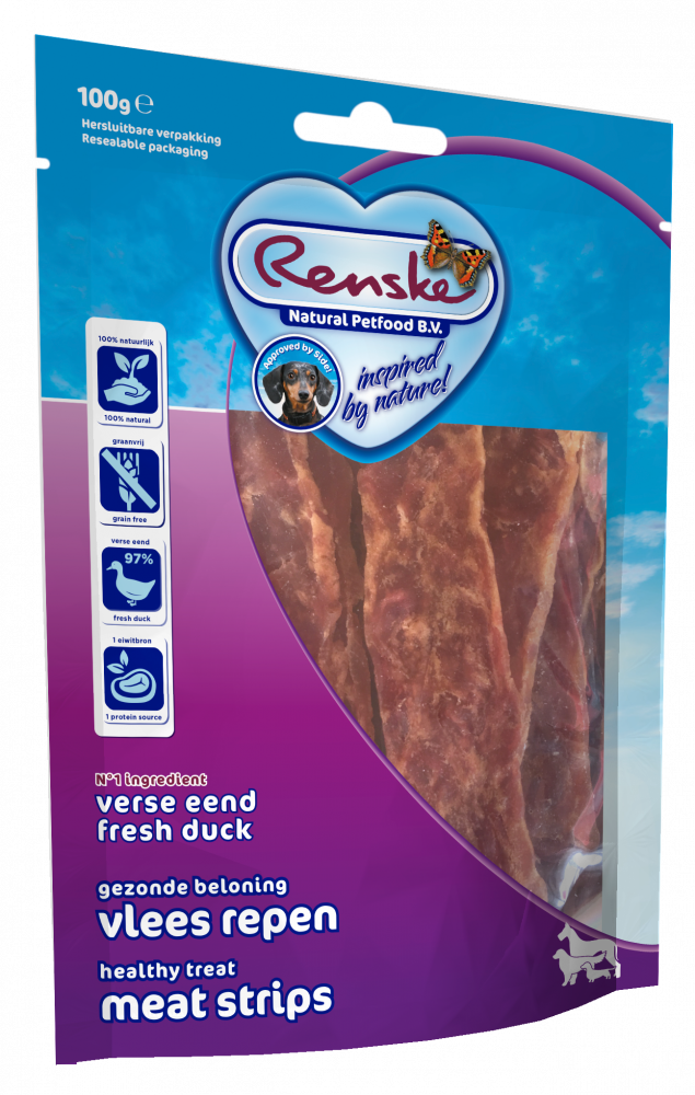 Renske gezonde beloning vleesrepen hond eend 100gr