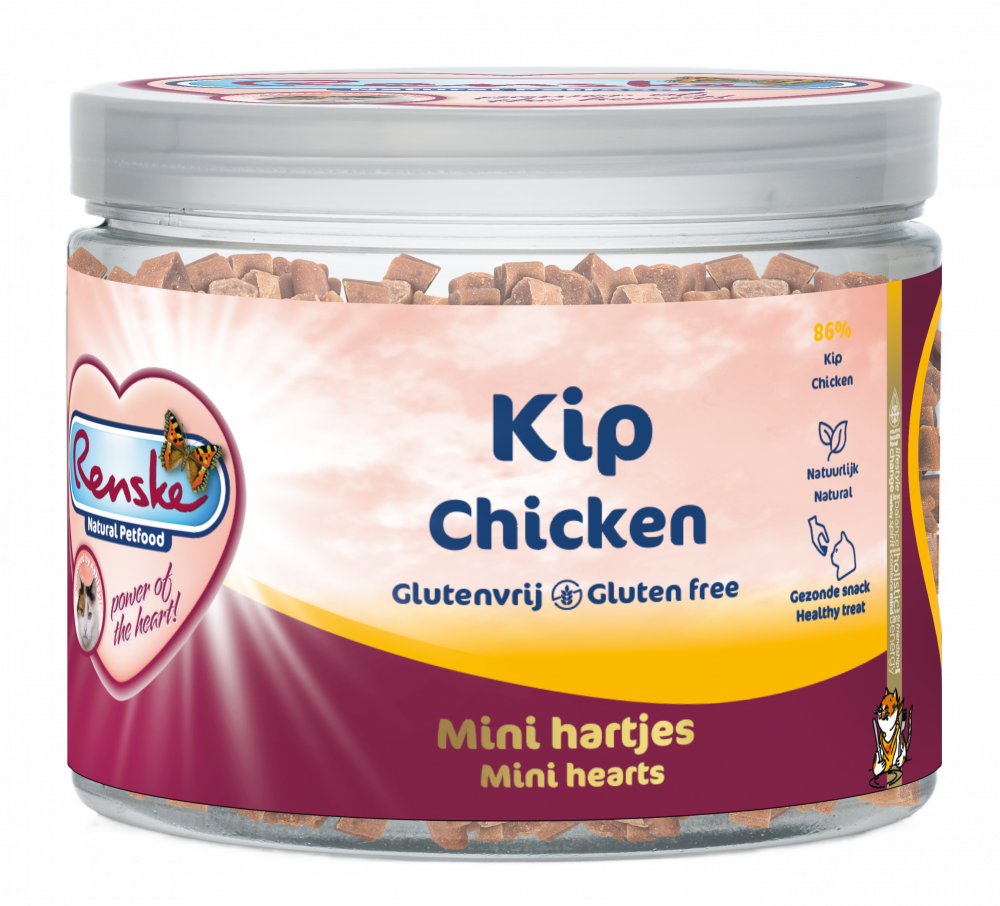 Renske gezonde beloning kat mini hartjes kip 100gr