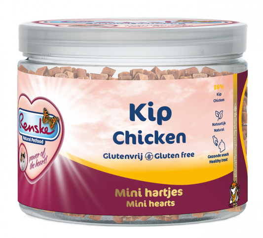 Renske gezonde beloning kat mini hartjes kip 100gr