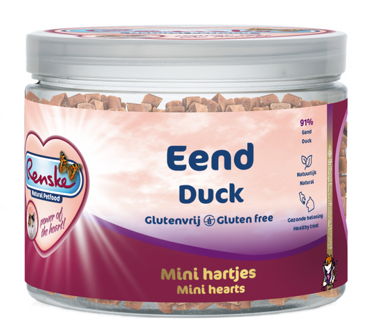 Renske gezonde beloning kat mini hartjes eend 100gr