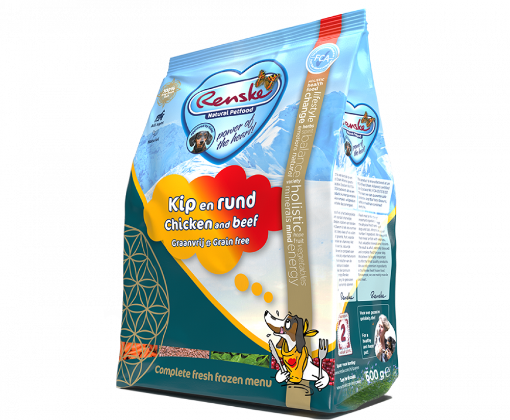 Renske diepvries hond kip&rund 600gr