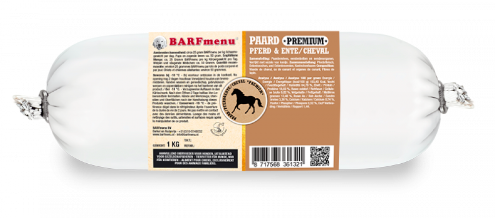 BARFmenu hond premium paard 1kg