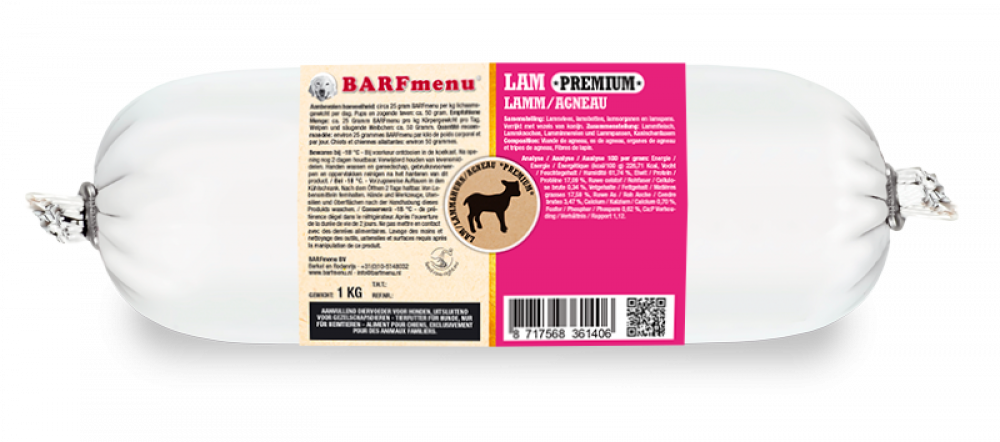 BARFmenu hond premium lam 1kg