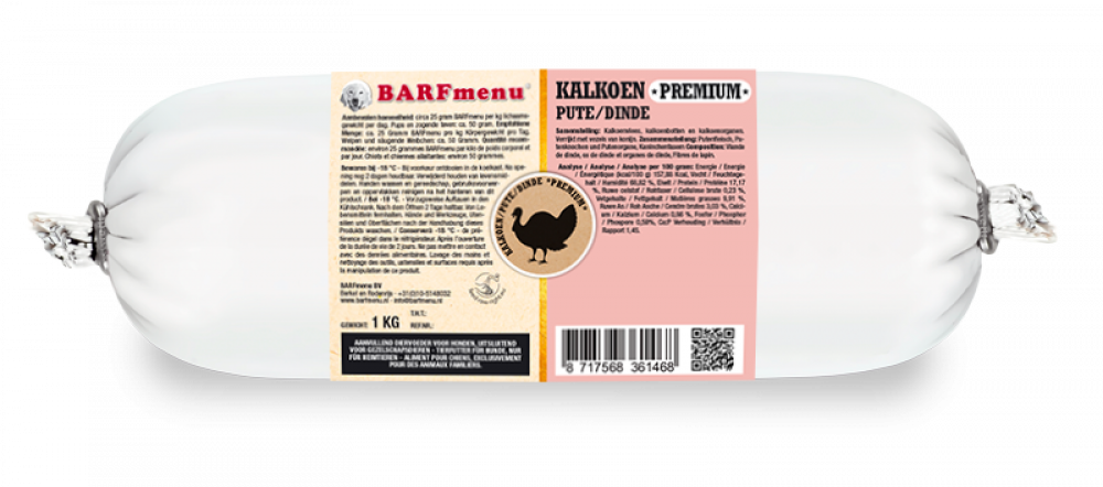 BARFmenu hond premium kalkoen 1kg