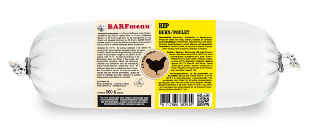 BARFmenu hond kip 500gr
