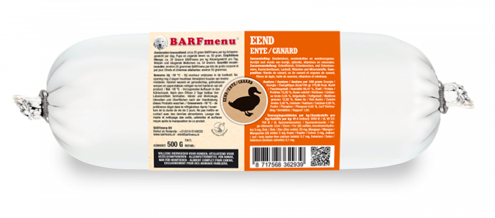 BARFmenu hond eend 500gr
