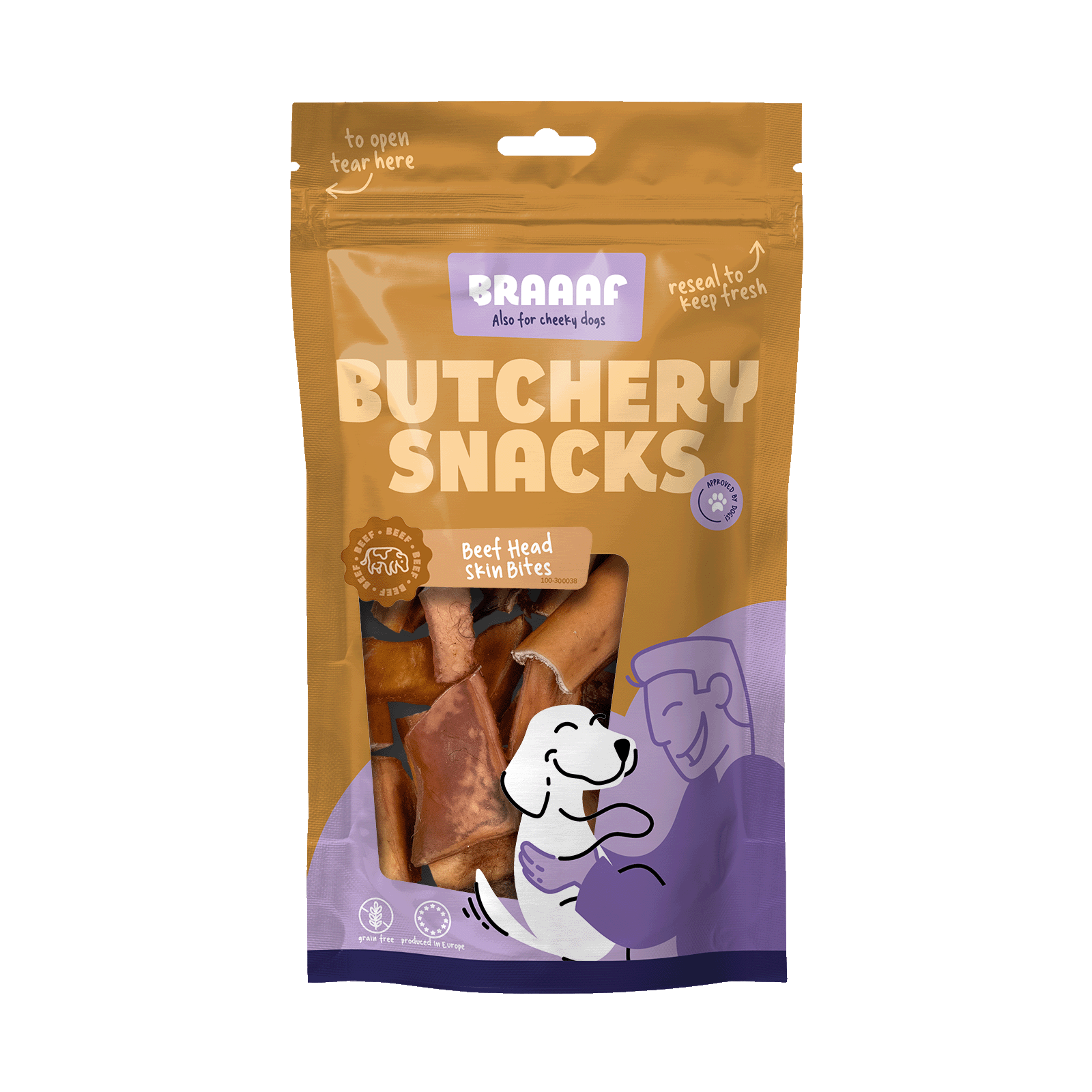 Braaaf Butchery beef head skin bites 150gr
