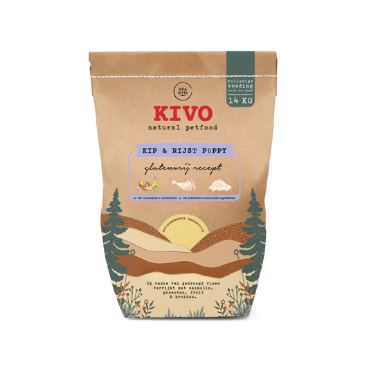 Kivo kip&rijst puppy glutenvrij 14kg