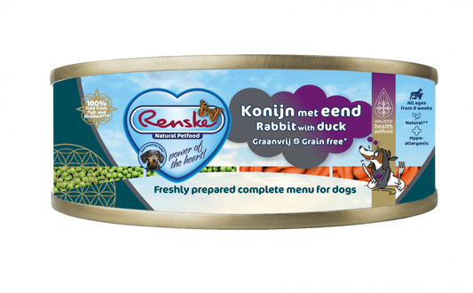 Renske vers vlees maaltijd hond eend/konijn grnvr 95gr