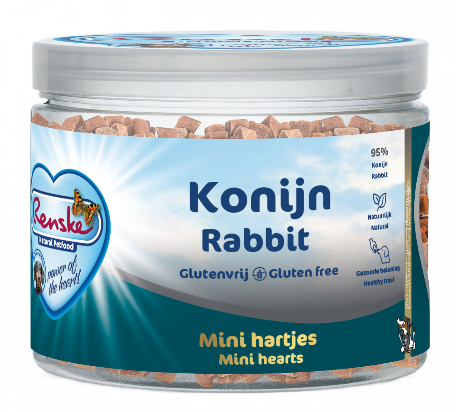 Renske gezonde beloning mini hartjes hond konijn 100gr