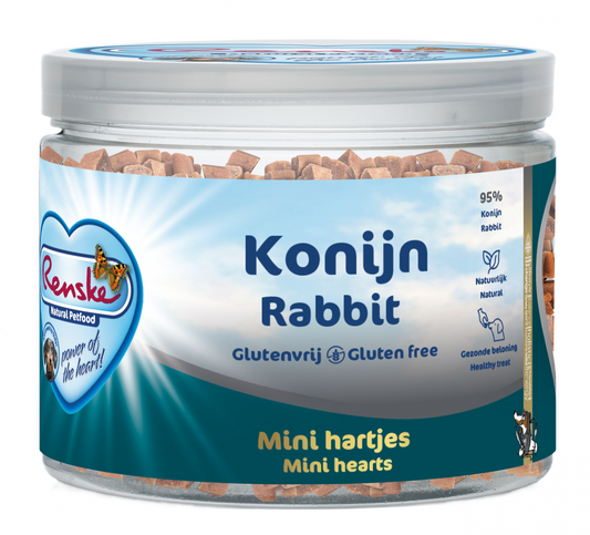 Renske gezonde beloning mini hartjes hond konijn 100gr