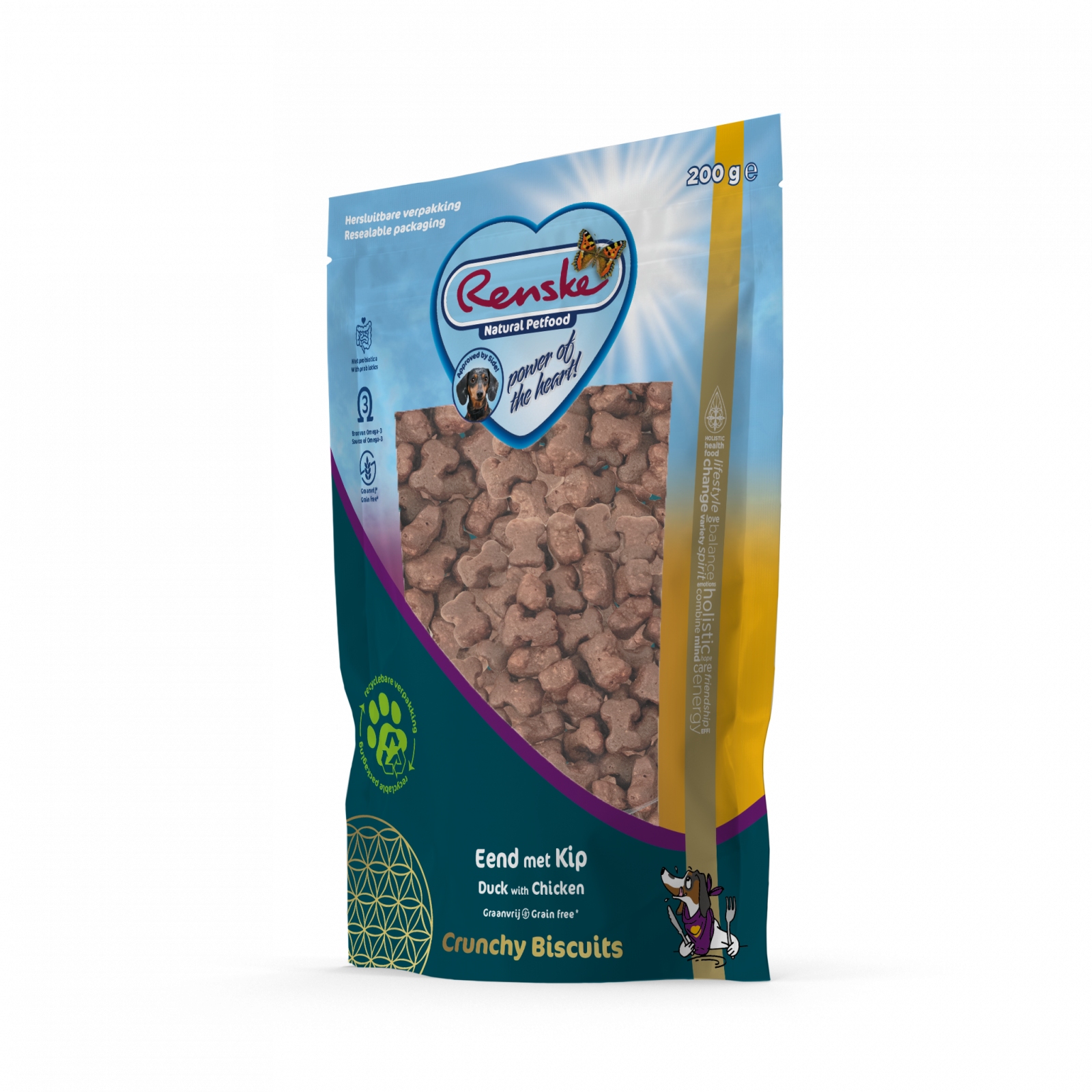 Renske gezonde beloning hond crunchy eend&kip 200gr