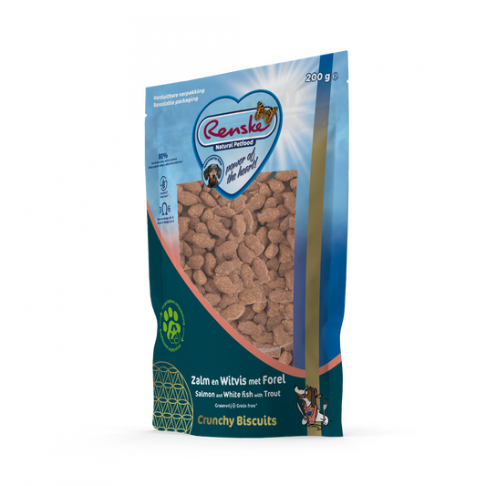 Renske gezonde beloning hond crunchy zalm&witvis&forel 200gr