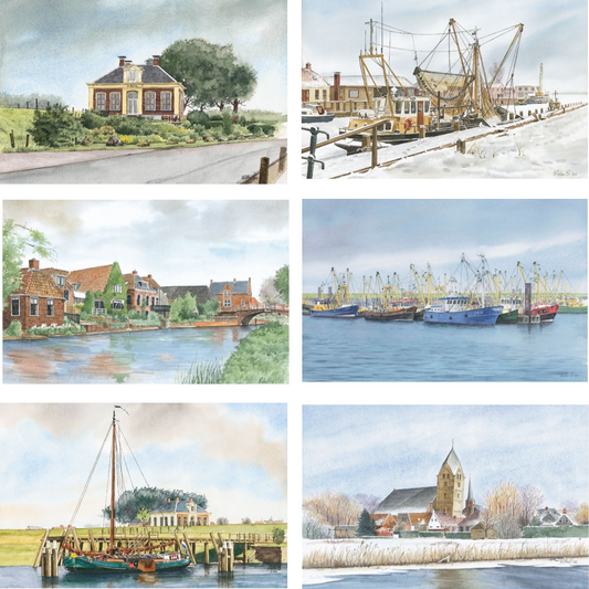Set van 10 Unieke Wenskaarten / Ansichtkaarten – Iconische Plekken van Provincie Groningen 15x10cm